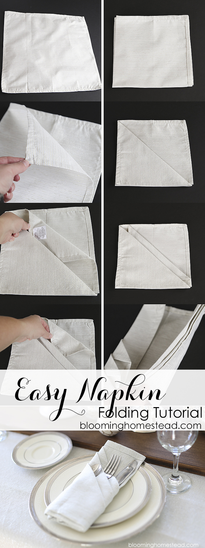 How to Fold Cloth Napkins - Blooming Homestead