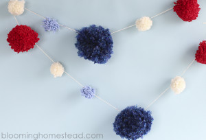 DIY Pom Pom Garland for 4th of July Decor. These are so cute and so easy to make!