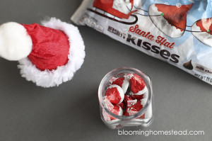 These Santa Hat Jars are so adorable, be sure to fill them with Hershey's Kisses Santa Hat Chocolates you can find at target. Such a fun gift idea or party favor.